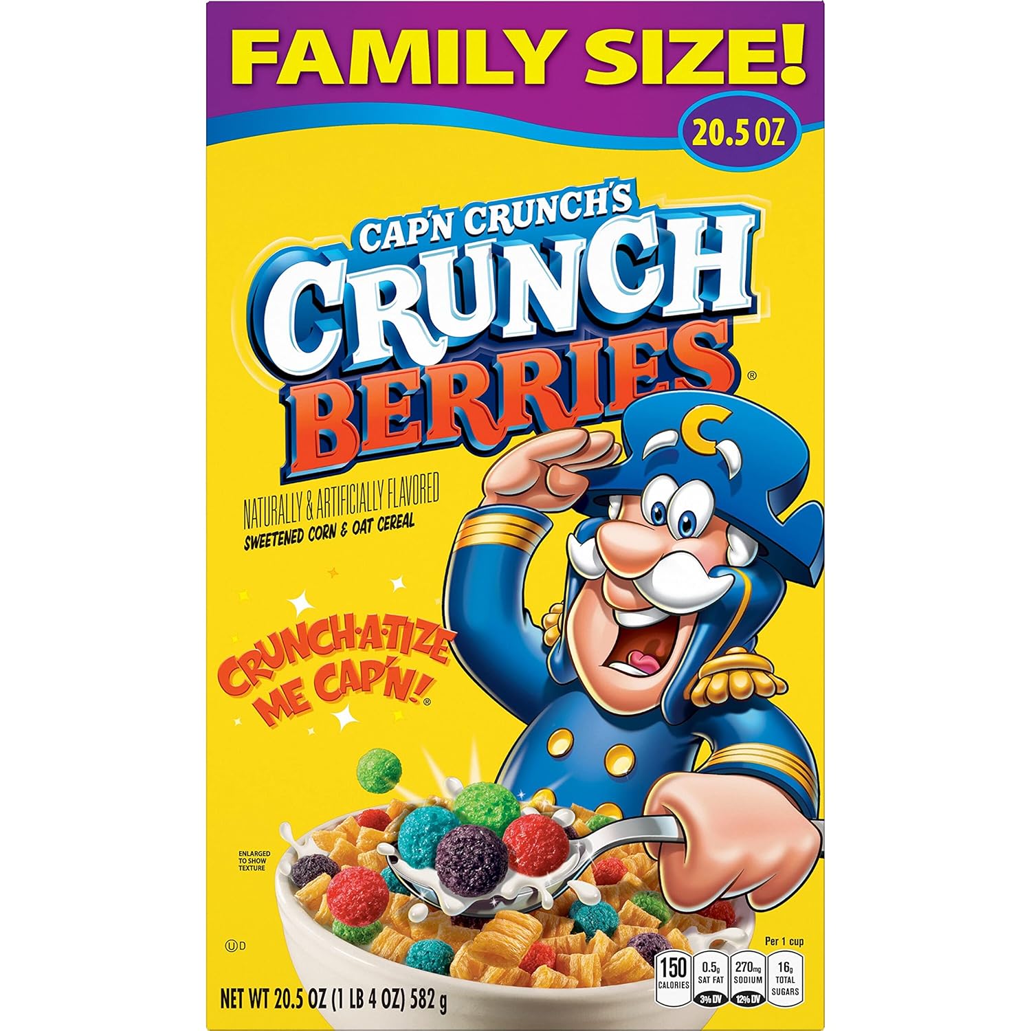 Cap'n Crunch Cereal, Crunch Berries, 20.5oz Box