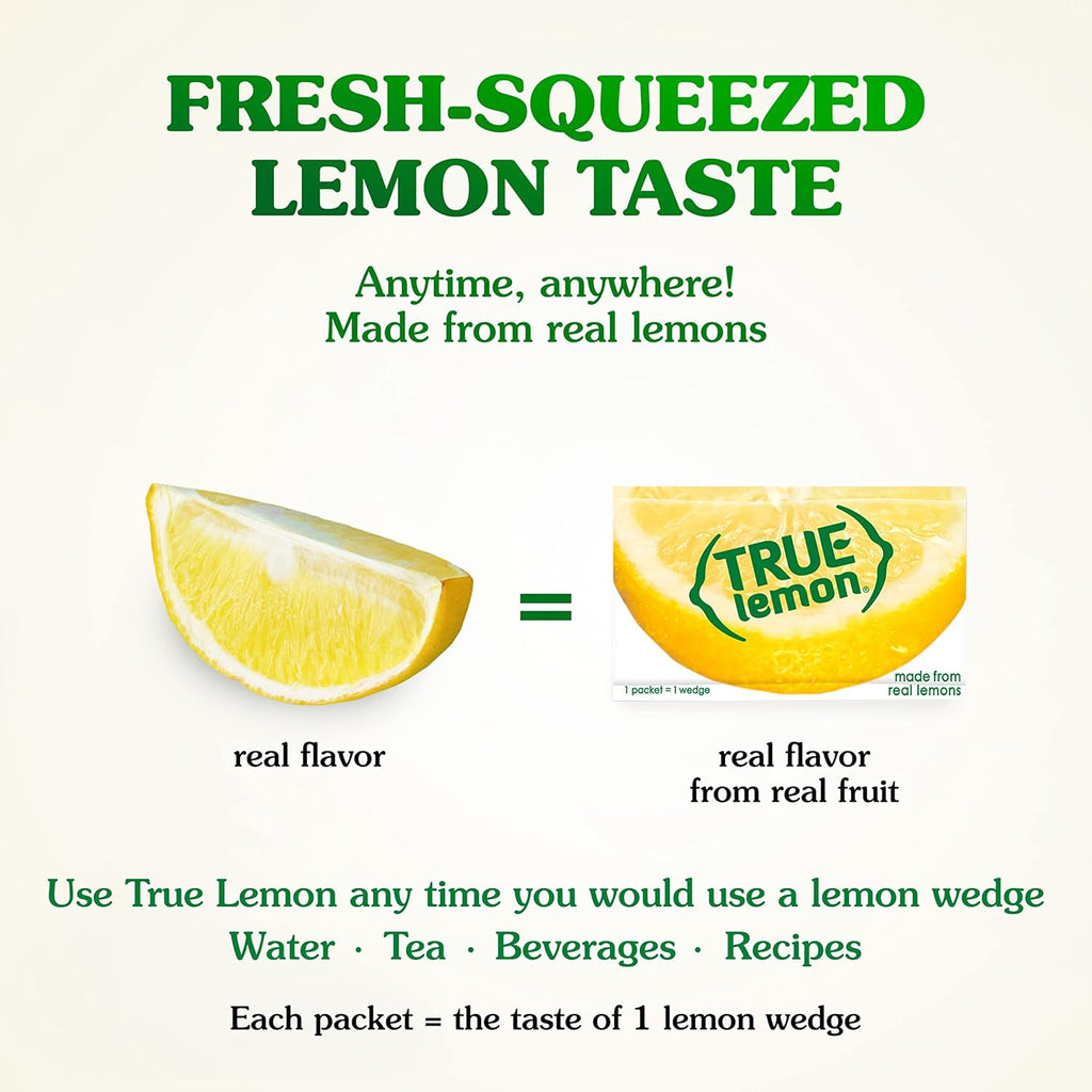 True Lemon 100ct (Pack of 1) - Water Enhancer - Bulk Dispenser - 0 Calorie Drink Mix Packets For Water - Sugar Free Lemon Flavoring Powder Packets