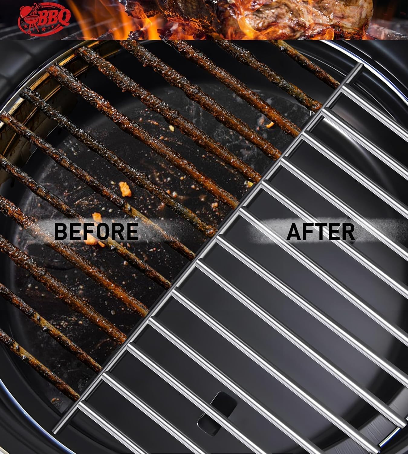 TNTOR Grill Brush with Scraper, 18" Adjustable Handle BBQ Grill Brush for Outdoor Grill, Extra Strong Grill Cleaner Accessories for Grill/Smoker/Gas/Charcoal Grill Cleaning-Grill Gifts for Men/Dad