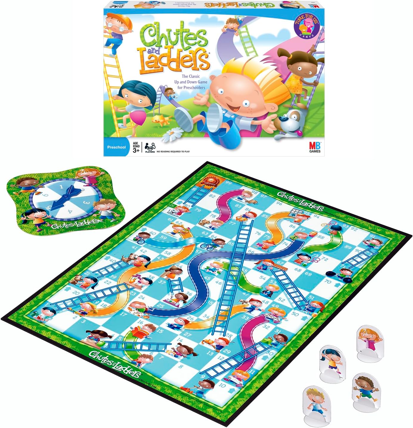 Hasbro Gaming Chutes and Ladders Board Game, 2 to 4 Players, Easter Gift for Kids, Preschool Classroom Games, Ages 3+ (Amazon Exclusive)