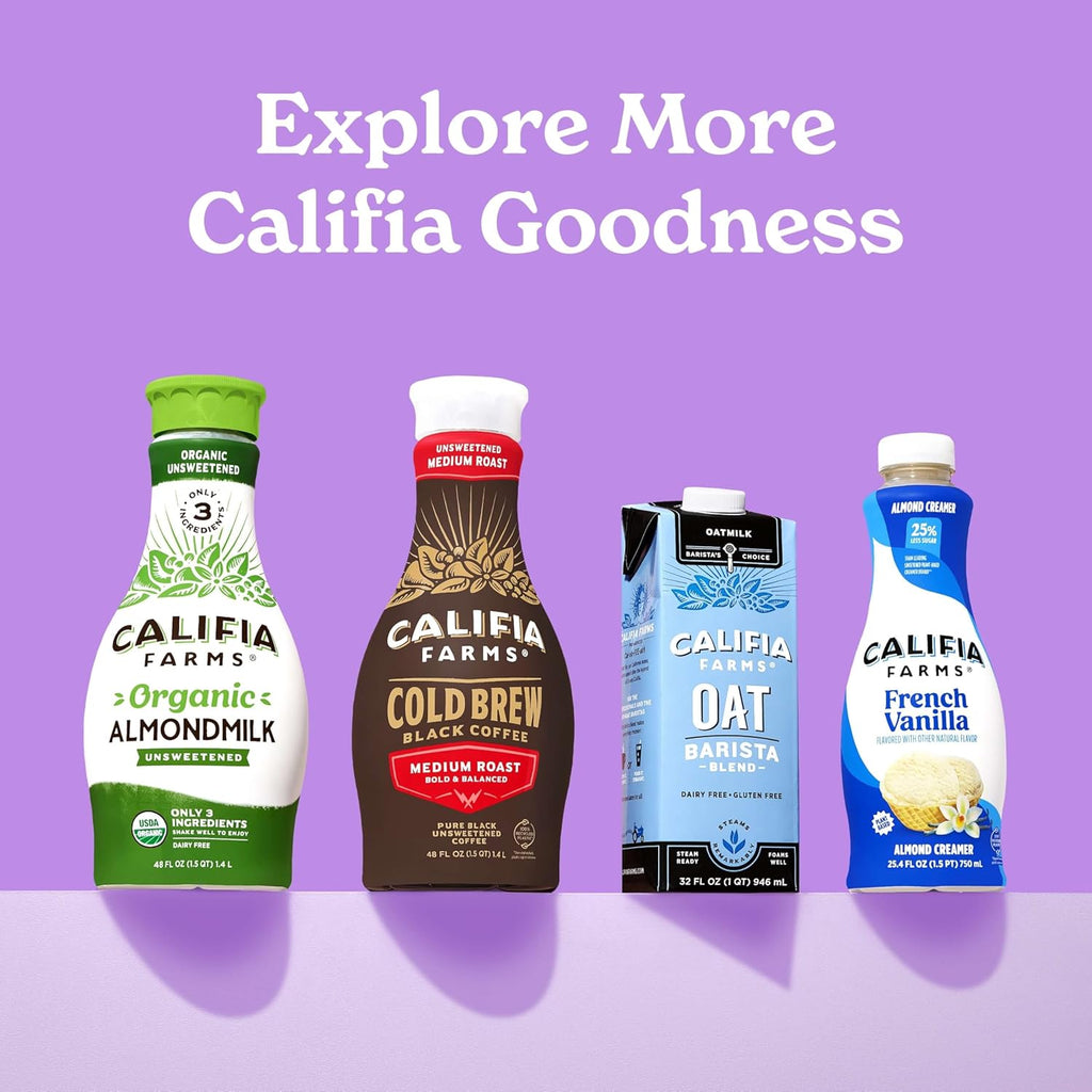 Califia Farms - Oat Barista Blend Oat Milk, 32 Oz (Pack of 6), Shelf Stable, Dairy Free, Plant Based, Vegan, Gluten Free, Non GMO, High Calcium, Milk Frother, Creamer, Oatmilk