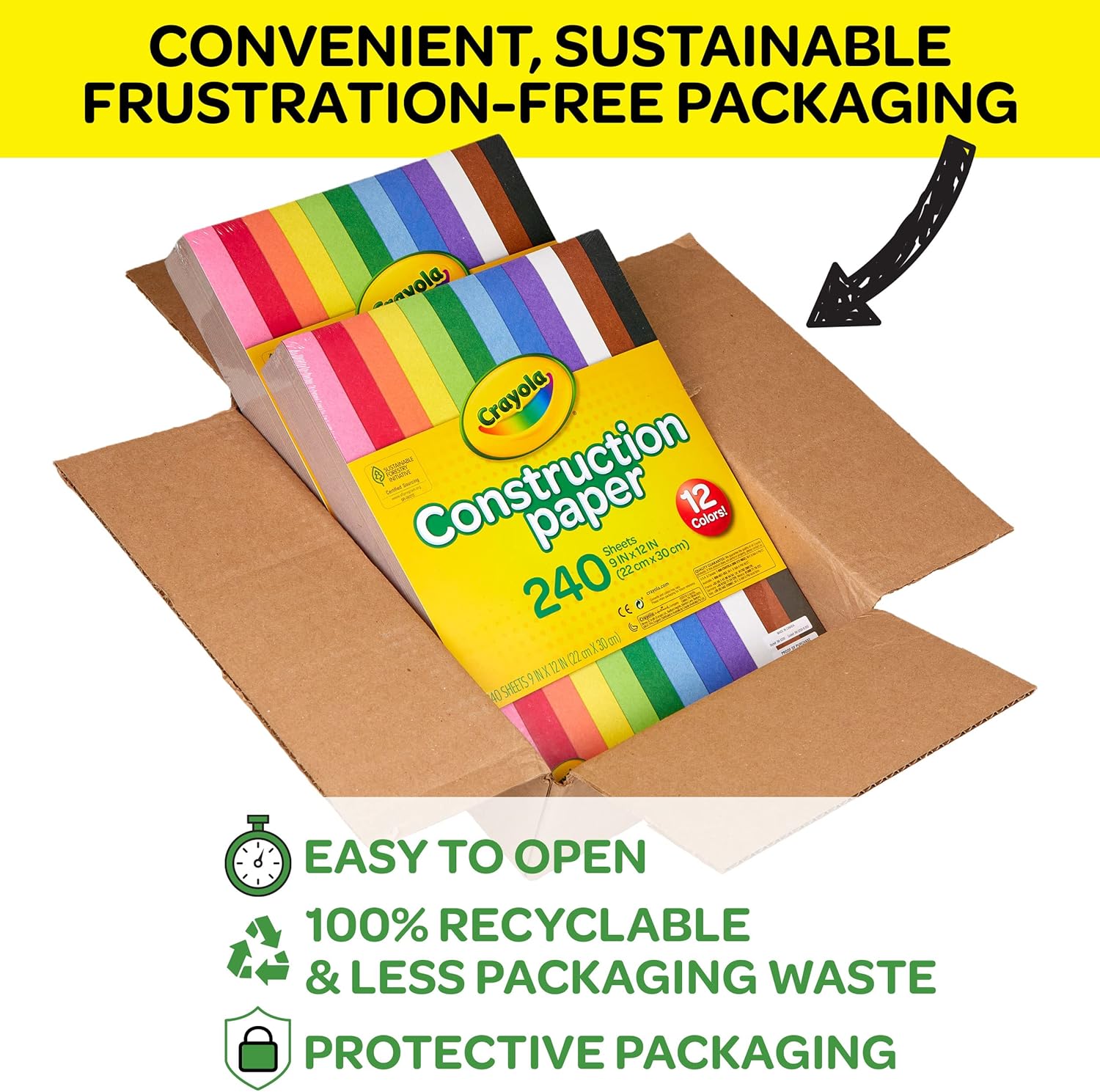 Crayola Construction Paper Bulk Pack (480 Sheets) – 10 Assorted Colors, 9x12, Classroom Arts & Crafts Supplies for Kids, Art Paper for School Projects