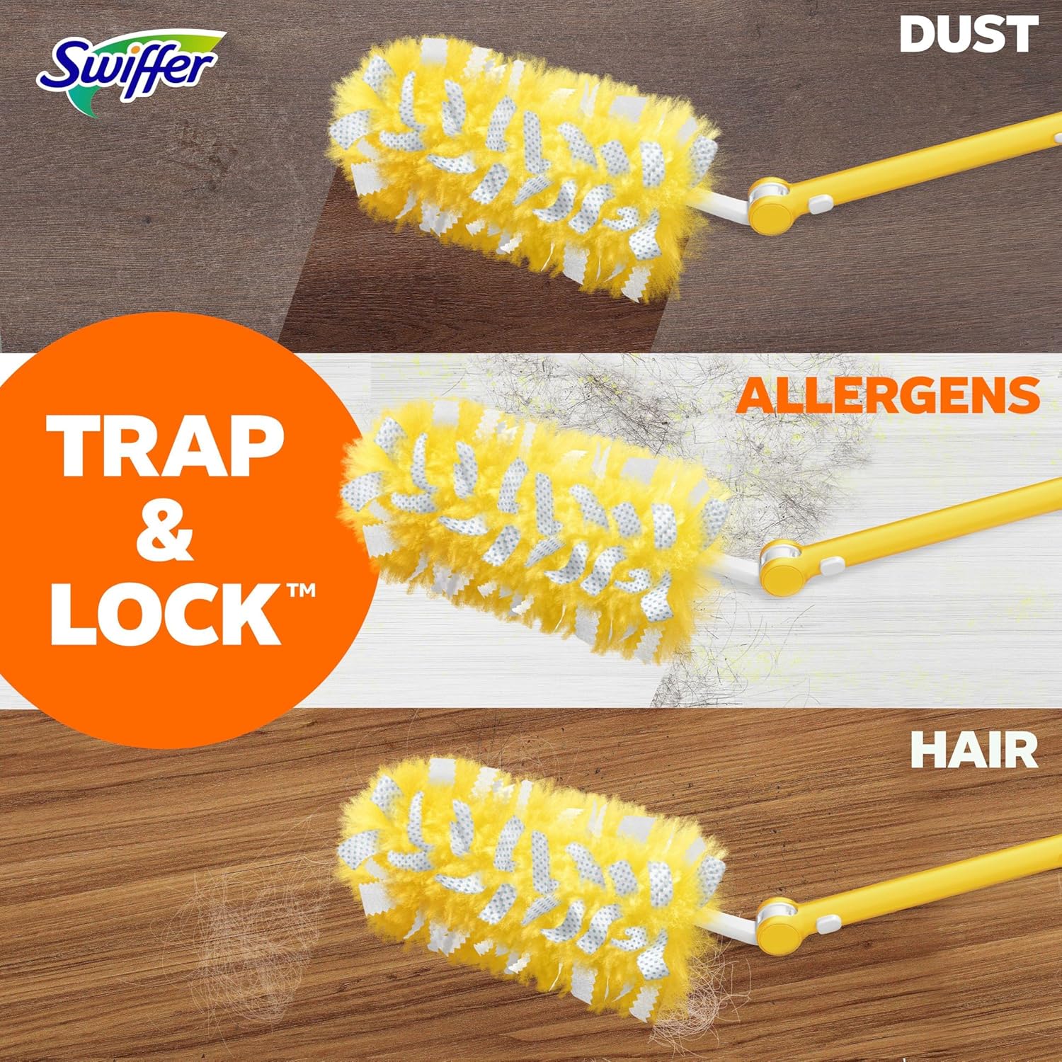 Swiffer Duster Kit with 3 ft Extendable Handle, Heavy Duty Dusting Starter Kit with 12 Refills, for Ceiling Fans, Vents and Hard to Reach Places